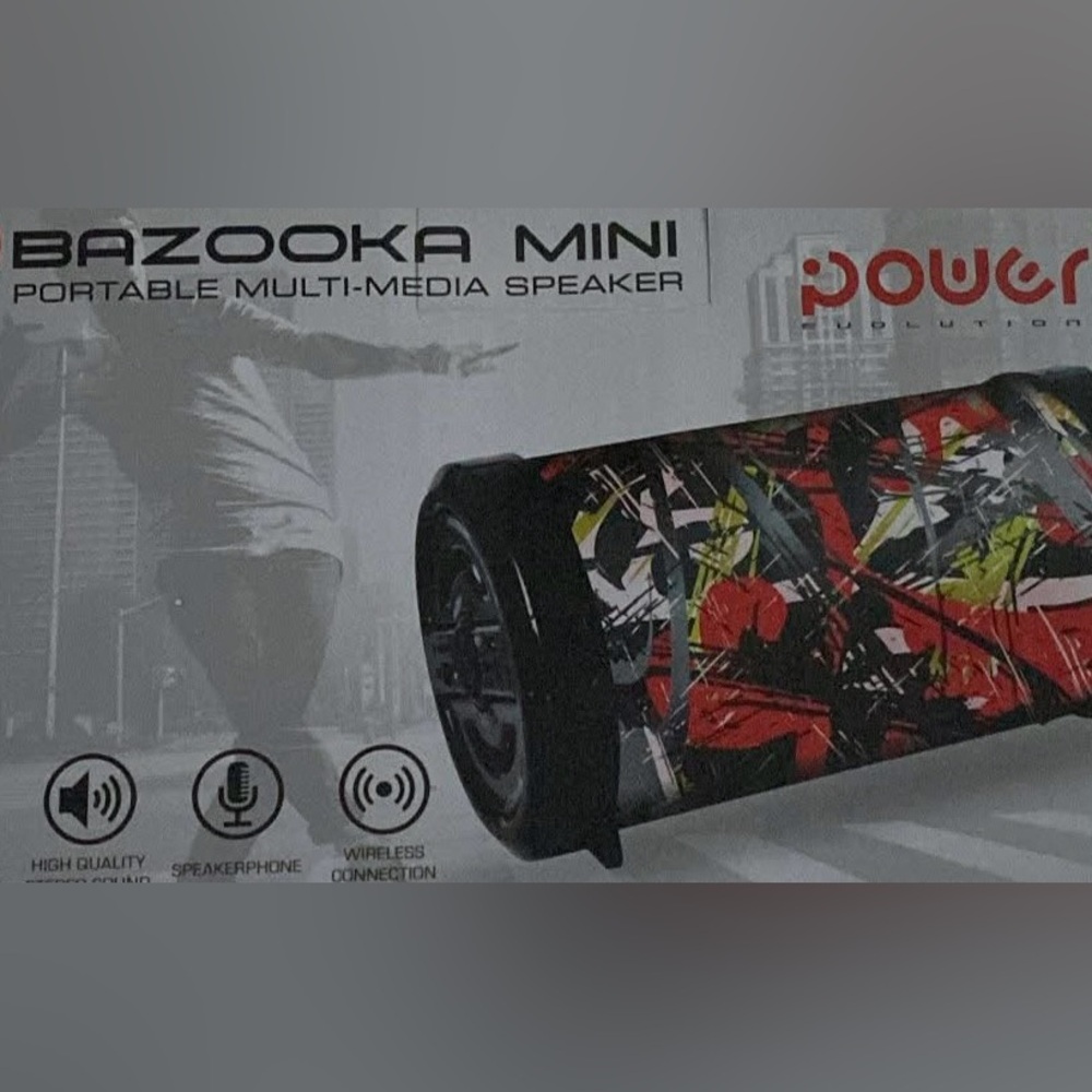 Black and Red Portable Speaker with Built-in Microphone